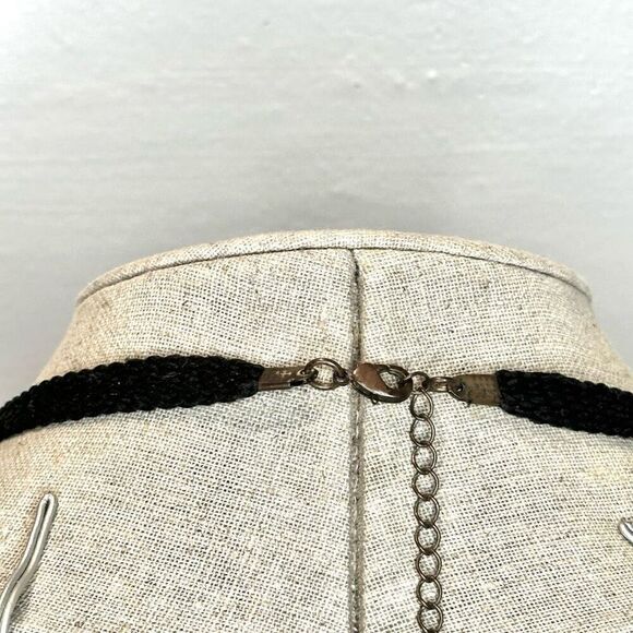 Zara Layered Chain Fabric Strand Adjustable Statement Necklace Gold & Black 23" - Picture 3 of 4